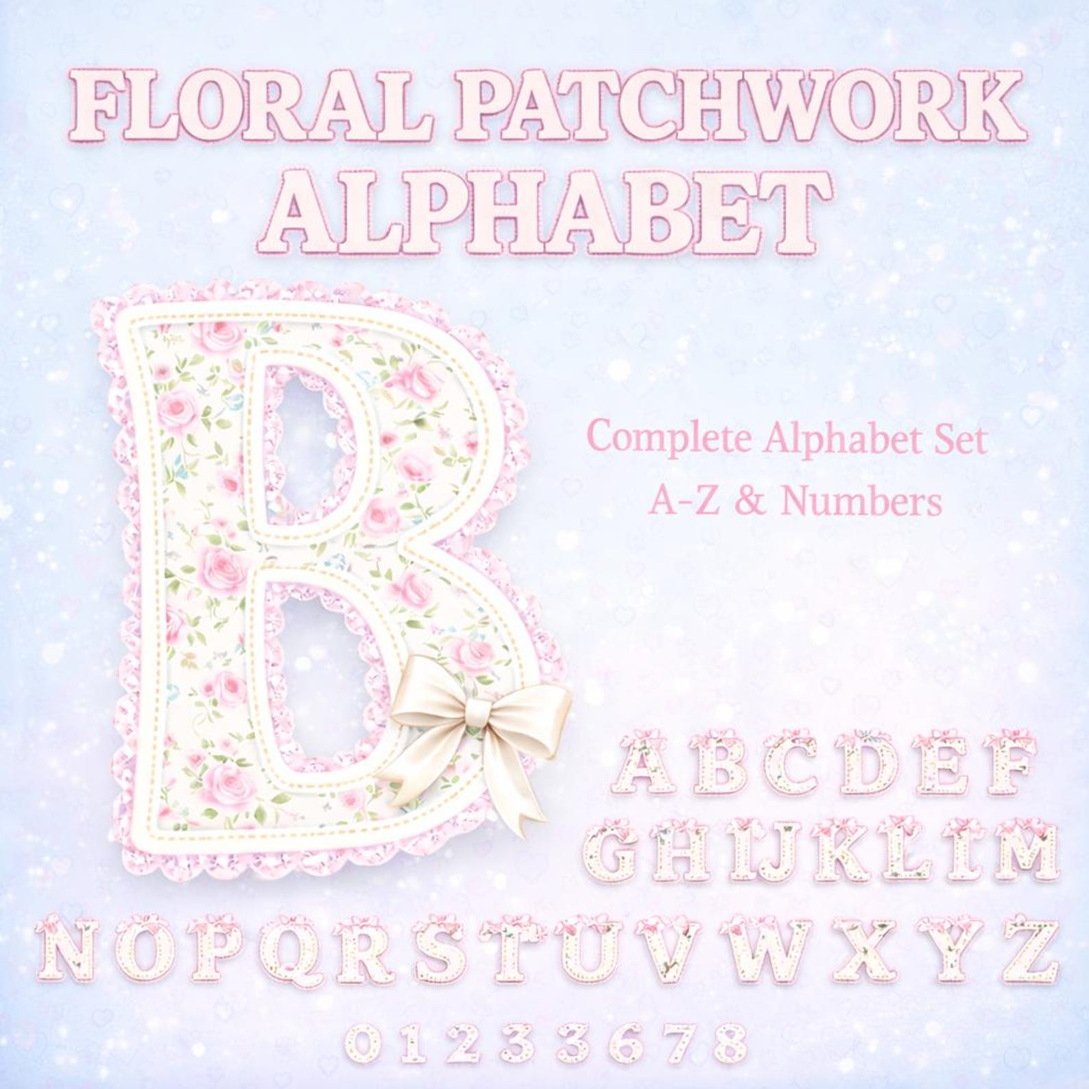 Grandmillennial Lace Trim Alphabet Set | Preppy Floral | Coquette Bow ...