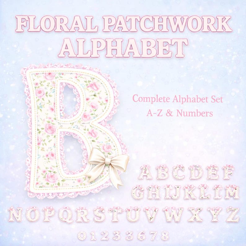 Grandmillennial Lace Trim Alphabet Set | Preppy Floral | Coquette Bow ...