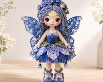 Bluebell Fairy Doll Crochet Pattern PDF, Floral Amigurumi Doll, Woodland Fantasy Fairy, Nursery Decor, Instant Download