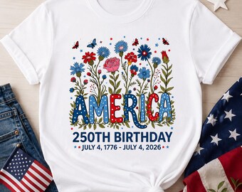 250 ans PNG, Amérique anniversaire Floral sublimation Design, 4 juillet 2026 téléchargement numérique, chemise bleuet rose patriotique Png
