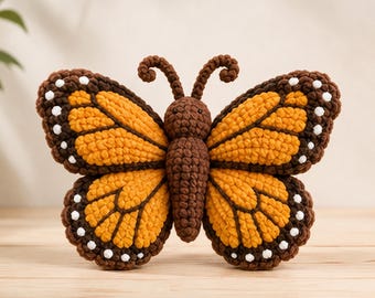 Crochet Butterfly Pillow Pattern PDF Plush Amigurumi Cushion Nursery Decor Kids Room Accent Instant Digital Download Crochet Tutorial
