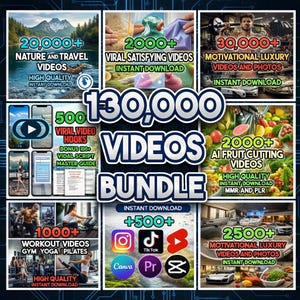 130000 Videos Bündel: Befriedigend, Luxus, Animierte KI, Motivation, Lustig, Katze, Fitnessstudio Instagram Reels, YouTube Shorts, TikTok