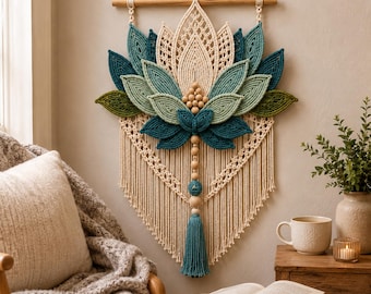 Macrame Lotus Wall Hanging Pattern PDF, Boho Flower Macrame Tutorial, DIY Floral Wall Decor, Beginner Macrame Pattern