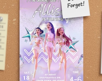 Invitación de cumpleaños de anime K-Pop / Tema del Escuadrón de Cazadores (Descarga digital)