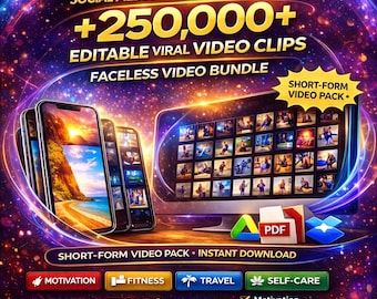 Megapaquete de más de 250 000 Reels virales (PLR/MRR) / Contenido de Reels sin rostro / Reels de Instagram, TikTok y cortos de YouTube / Descarga digital de TikTok