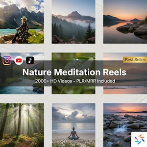 2000+ Mindful Meditation Reels för Instagram, YouTube, TikTok Innehållsskapare för sociala medier - PLR & MRR för andlighet