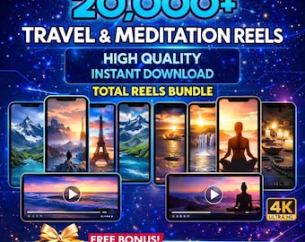 Más de 20 000 reels de meditación consciente para Instagram, YouTube, TikTok / PLR MRR Espiritualidad y viajes Contenido cinematográfico para redes sociales