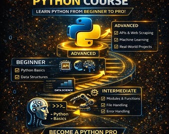 Master Python Programming – From Beginner to Pro | Complete Python Bootcamp | Step-by-Step Guide | Digital Download for 2026