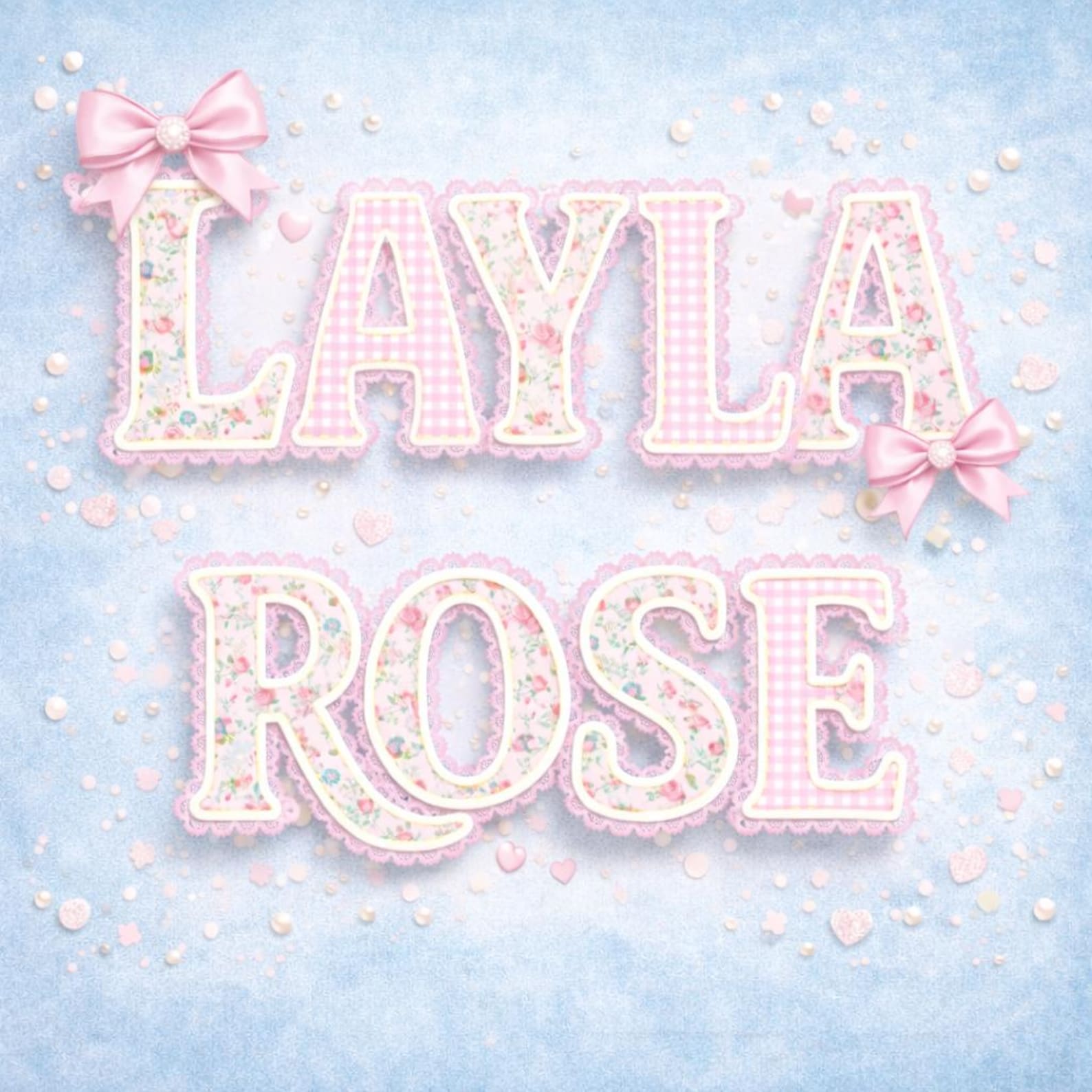 Grandmillennial Lace Trim Alphabet Set | Preppy Floral | Coquette Bow ...