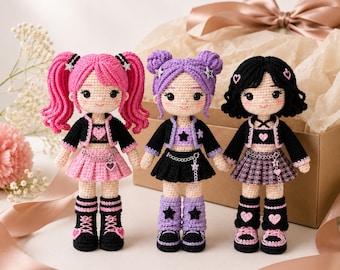 Amigurumi Kpop Patterns Bundle, Zoey Rumi Mira Crochet Doll Pattern PDF, Kpop Amigurumi Dolls, Hunter Dolls Digital Download