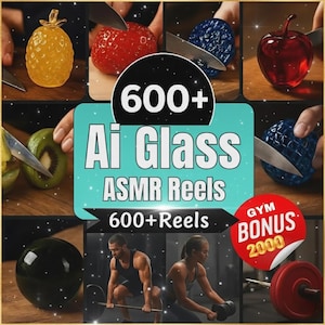 600+ AI Glass Cutting ASMR Reels – PLR Digital Download