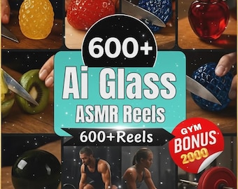 Más de 600 vídeos ASMR de corte de vidrio con IA – Descarga digital PLR