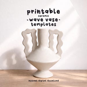 Wave Vase Ceramic Template, DIY Slab Building Pottery Pattern, Digital PDF Download