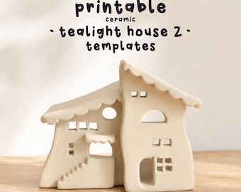 Gabarits de maisons en céramique pour bougies chauffe-plat, modèle de construction en plaques de poterie, maison fantaisiste (PDF)