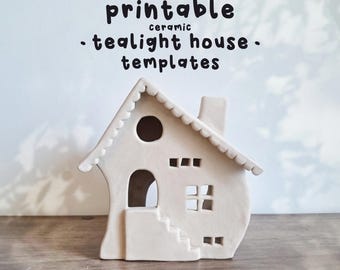 Ceramic Tealight House Templates, Pottery Slab Building Pattern, DIY Clay House Tutorial (PDF)