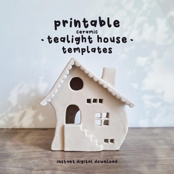Ceramic Tealight House Templates, Pottery Slab Building Pattern, DIY Clay House Tutorial (PDF)