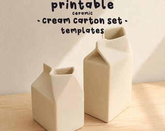Gabarits pour briques de crème en céramique, modèle de poterie à la plaque, modèle de brique de lait en PDF, tutoriel de modelage à la main
