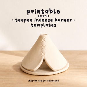 Teepee Incense Burner Ceramic Template, Printable Pottery Pattern, DIY Clay Slab Building Stencil