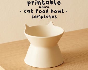 Modèle imprimable de bol de nourriture pour chat, modèle de poterie pour la construction manuelle, construction de dalles