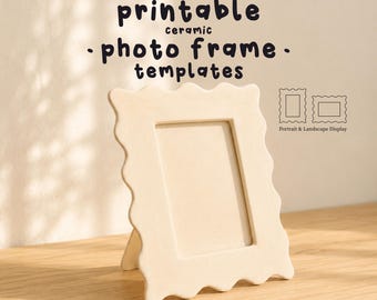 Gabarit de cadre photo en céramique ondulée, motif de poterie festonnée, outil de modelage à la main (téléchargement numérique)