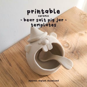 Bear Salt Pig Ceramic Template, Whimsical Kitchenware, Slab Building PDF (Digital Download)