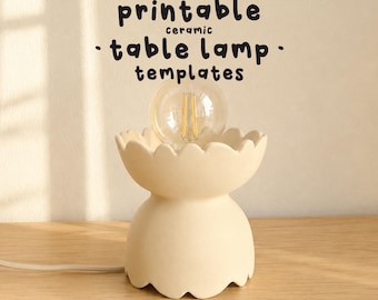 Modèle imprimable de lampe de table en céramique, motif de poterie ondulé et festonné (téléchargement numérique)