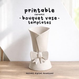 Mall för byggning av keramisk bukettvas, handbyggt keramikmönster (digital nedladdning)