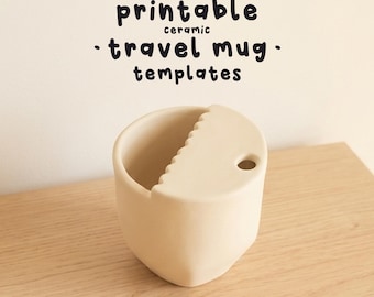 Modèles de tasse de voyage en céramique, modèle de construction de dalles de poterie imprimable, téléchargement numérique