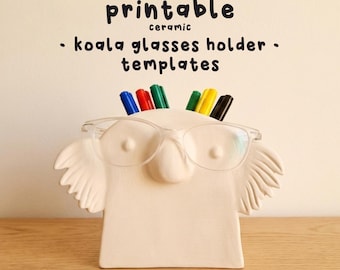 Porte-verres Koala imprimable et modèle de pot à stylos, modèle de construction de dalles de céramique, projet de poterie bricolage