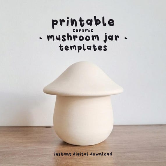 Mushroom Jar Ceramic Template, Pottery Slab Building Pattern, Printable PDF Handbuilding Guide