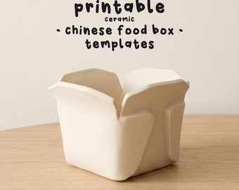 Modèle de boîte de nourriture chinoise en céramique pour la construction de dalles, PDF imprimable pour la poterie, téléchargement immédiat