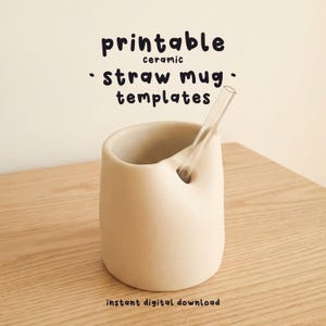 Ceramic Straw Mug Templates, Printable Pottery Slab Building Pattern, Digital Download
