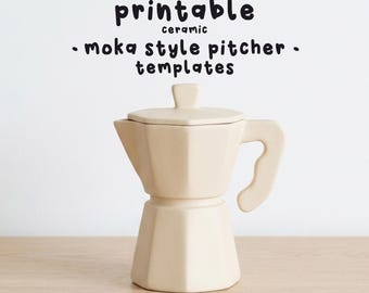 Modèle de pichet en céramique de Style Moka, modèle de poterie de construction manuelle, téléchargement numérique PDF