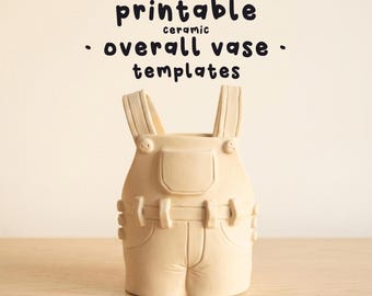 Modèle de construction de dalle de vase en céramique PDF, modèle de poterie de vase salopette, téléchargement numérique immédiat