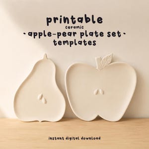 Ceramic Apple-Pear Plate Set Template, Pottery Slab Building Pattern PDF, Instant Digital Download
