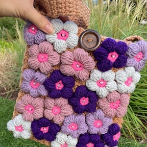 Handmade Crochet Flowers Bag. Handbag. Crochet Flowers.