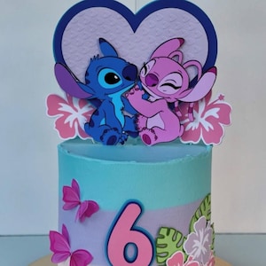 Stitch and Angel Cake Topper – Personalized Party Decoration