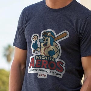 Wichita Aeros Vintage T Shirt Defunct Minor League Baseball Shirt Retro Throwback Tee Wichita Kansas Baseball Tshirt Soft Pilot Mascot
