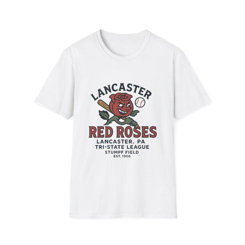 Lancaster Red Roses Vintage T Shirt Defunct Minor League Baseball Shirt Lancaster PA Rose Mascot Retro Throwback Tri State League York PA image 3