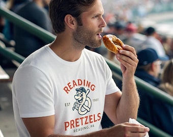 Reading Pretzels Vintage T Shirt Defunct Minor League Baseball Reading Pennsylvania Baseball Shirt Pretzel Mascot Retro PA Throwback Tee