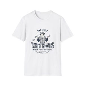 Minot Why Nots Vintage T-shirt opgeheven Minor League Baseball Shirt North Dakota Shirt Logo Retro Baseball Tshirt Northern League Minot ND afbeelding 3