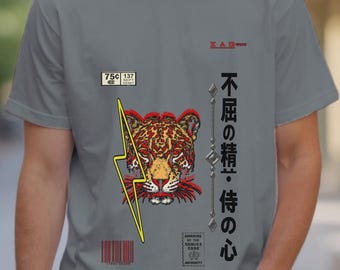 Maglietta Samurai Tiger Silver: maglietta unisex streetwear giapponese