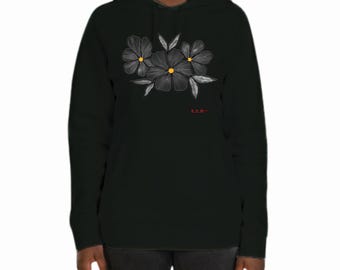 Butterfly Daisy Hoodie - Women's Botanical Wildflower Graphic Pullover, Cottagecore Spring Hoodie