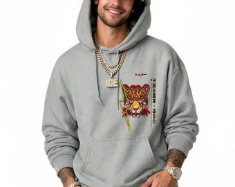 Felpa con cappuccio Samurai Tiger, streetwear giapponese, pullover con arte asiatica, regalo per lui, felpa anime