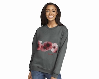 Felpa floreale in cotone color pastello con scollo rotondo: grafica a farfalla, cottagecore, S-XL