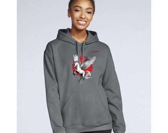 Felpa con cappuccio grafica Pegasus, arte della mitologia greca, felpa unisex