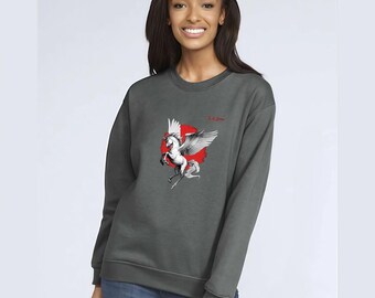 Pegasus Sweatshirt Winged Horse Greek Mythology Crewneck Fantasy Graphic Mythological Beast Pullover Celestial Apparel Aesthetic Unisex