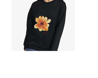 Golden Floral Sweatshirt Women, Botanical Butterfly Back Crewneck, Boho Aesthetic Loungewear, Quiet Strength Gift