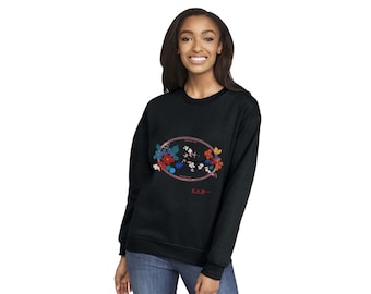 Camicia con schiena a farfalla in cotone color crema: girocollo con motivo floreale botanico, pullover Cottagecore, S-XL