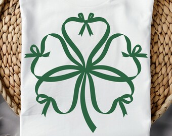 Shamrock Bow SVG PNG, St Patrick's Day Coquette Design (Digital Download